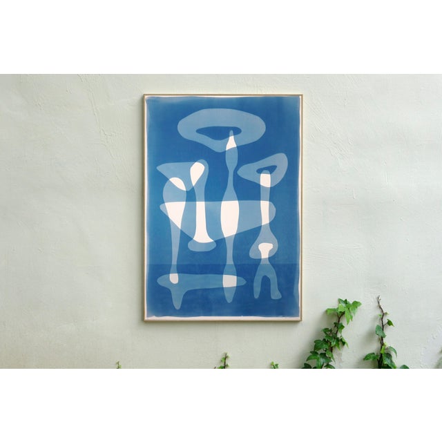 This is a unique handmade monotype cyanotype representing a functional stone tool set inspired by the magical forms of...