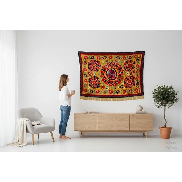 Hand Embroidered suzani from Uzbekistan.Tablecloth, Wall hanging, Bedspread,Bedcover. Actual colors may vary from those...