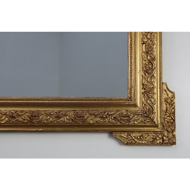 Gold French Rococo Style Gilted Oak Mirror, 1800s For Sale - Image 8 of 11