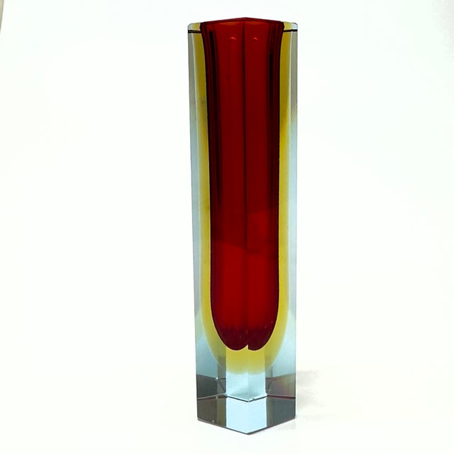 Mid-Century Modern 1970s Sommerso Hexagonal Glass Vase Attributed to Alessandro Mandruzzato For Sale - Image 3 of 7