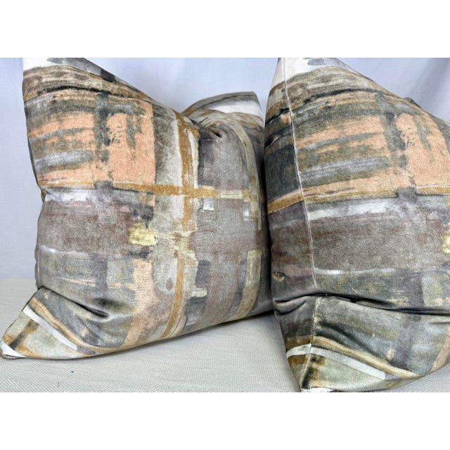 Transitional Kravet Couture "Bold Strokes" in Hazel 22" Pillows-a Pair For Sale - Image 3 of 3