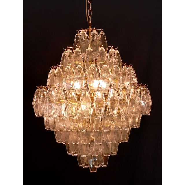 Vintage art deco polyhedron chandelier created in 1962. Hand-blown and handcrafted murano polyhedron glass. Maestrale...