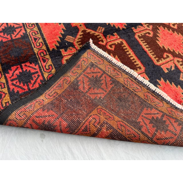 Vintage Afghan Hand-Knotted Runner Rug With Bold Geometric Pattern Rug 4'0x9'5 For Sale - Image 10 of 11