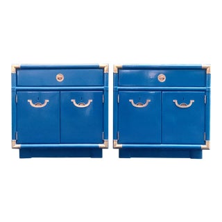 Drexel Accolade Campaign Nightstands - a Pair For Sale