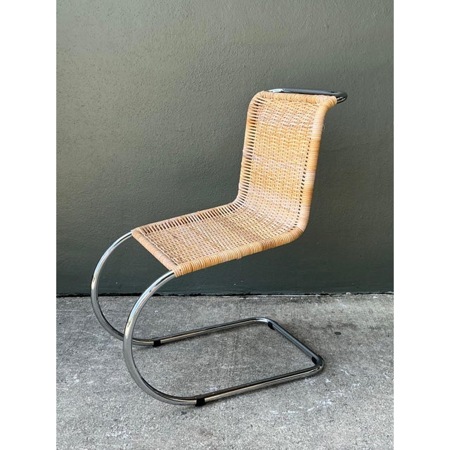 Vintage Mies Van Der Rohe for Knoll Cantilevered Chrome and Rattan Mr Chair For Sale - Image 16 of 18