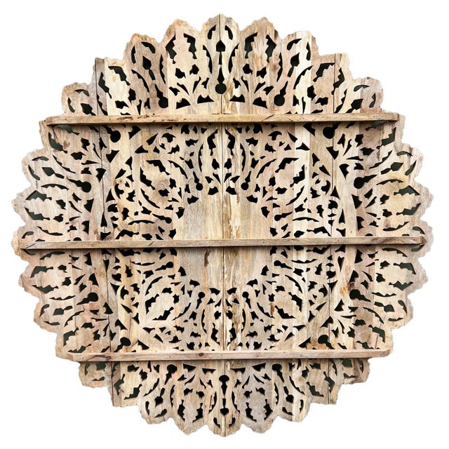 Vintage Large Wood Carved Medallion For Sale - Image 4 of 5