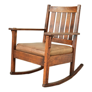 Stickley Brothers Antique Mission Oak Arts & Crafts Rocking Chair, Circa 1910