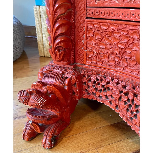 1850 Anglo Indian Sideboard or Dry Bar Cabinet Painted Cinnabar Red For Sale In Monterey, CA - Image 6 of 12