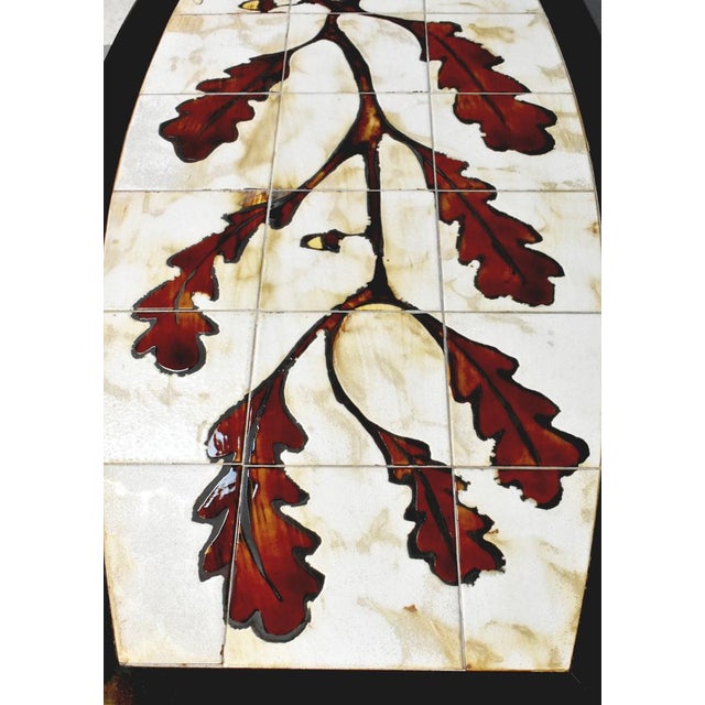 French Coffee Table with Tiled Signed Top, 1970s For Sale - Image 10 of 15