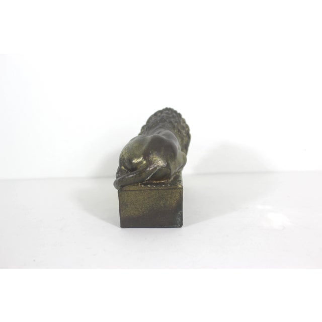 Grand Tour Vintage Antonio Canova Sleeping Lion Sculpture Bookend Cast Brass For Sale - Image 3 of 10