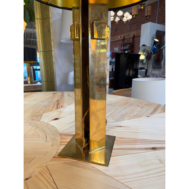 1970s Italian Modernist Brass Table Lamps - a Pair For Sale - Image 10 of 11