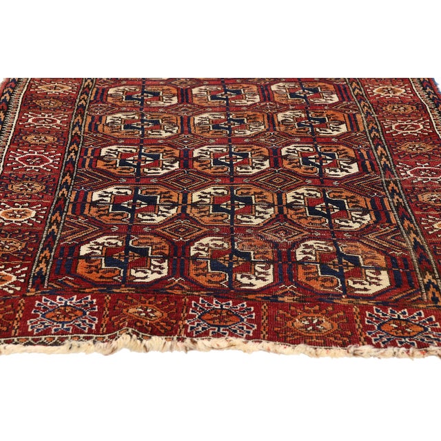 Vintage Persian Turkoman Rug, 03'03 X 04'09 For Sale - Image 4 of 10
