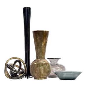 Moody Mid-Century Medley: Dark Neutrals Glass & Ceramic Curation - Group of 5