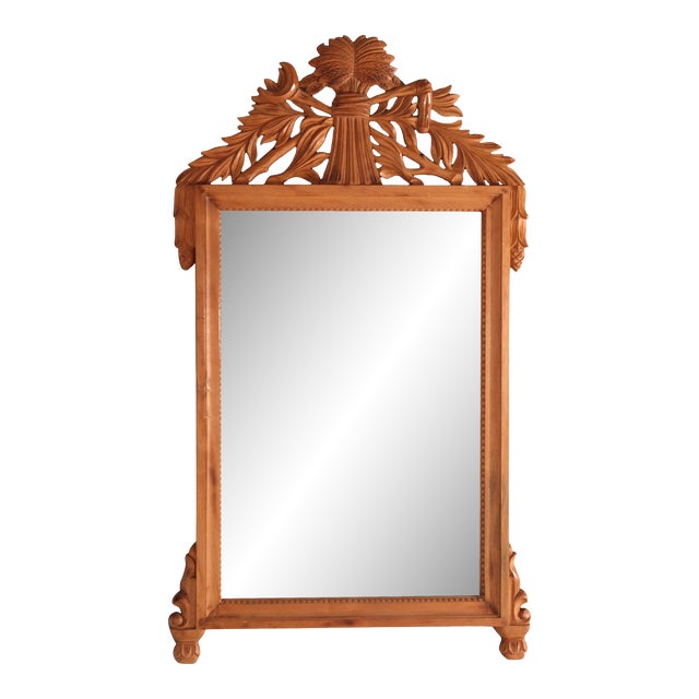 Italian Carved Hardwood Wall Mirror 20th Century For Sale