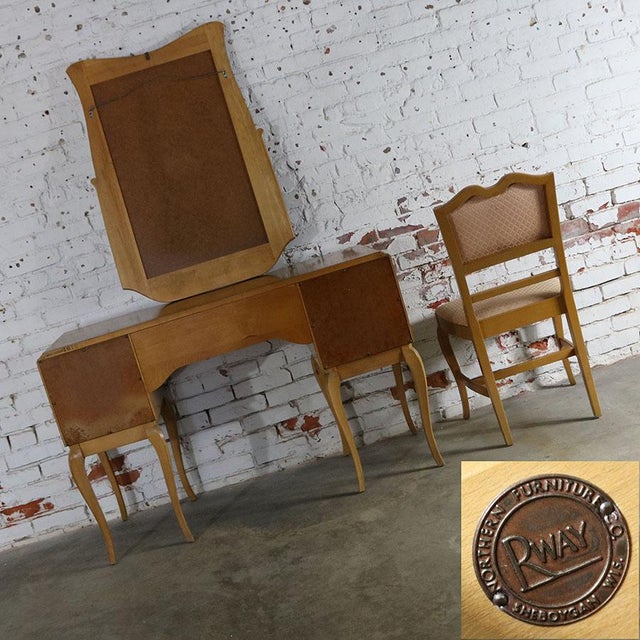 Art Deco Style Vanity with Mirror and Chair by Rway Northern Furniture