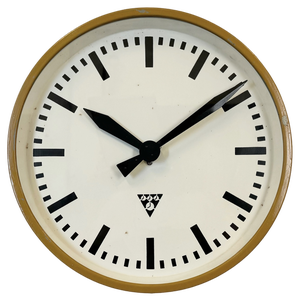 Industrial Beige Factory Wall Clock from Pragotron, 1960s