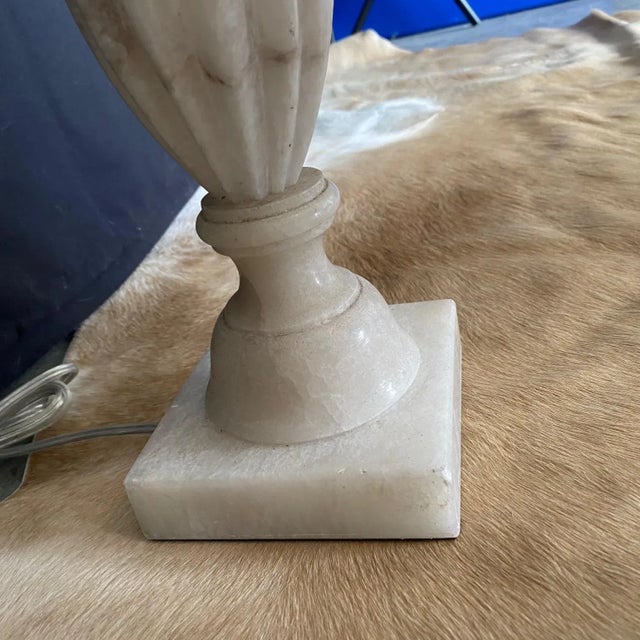 1950s Italian Urn Neoclassical Style Alabaster Table Lamp For Sale - Image 5 of 9