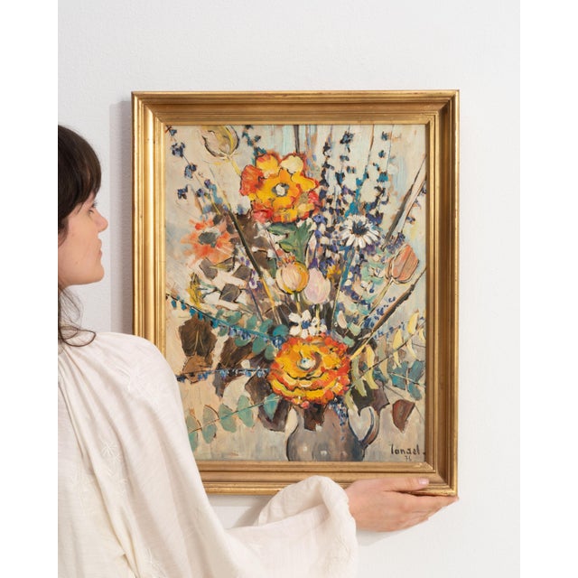 1970s France Orange Wood Painting For Sale - Image 13 of 15