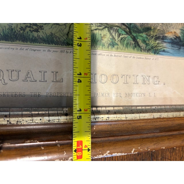 Original 1852 N. Currier "Quail Shooting" Hand-Colored Lithograph by Fanny Palmer - Nice Margins- Framed For Sale In Seattle - Image 6 of 12