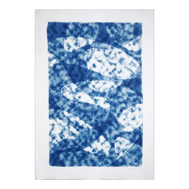 "Looking Up at the Clouds" Contemporary Abstract Monotype in Watercolor Paper For Sale