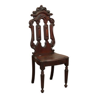 Victorian Walnut Carved Hall Music Chair with Storage Seat For Sale