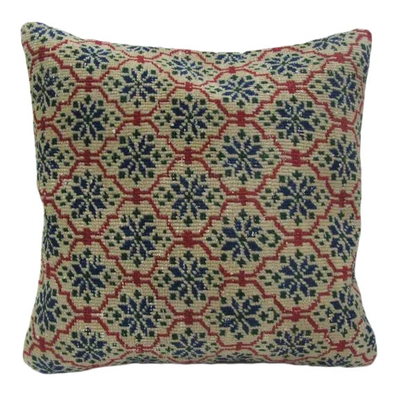 Turkish Kilim Rust & Beige Handmade Pillow For Sale