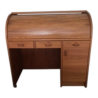 1980s Danish Mid-Century Rolltop Desk For Sale