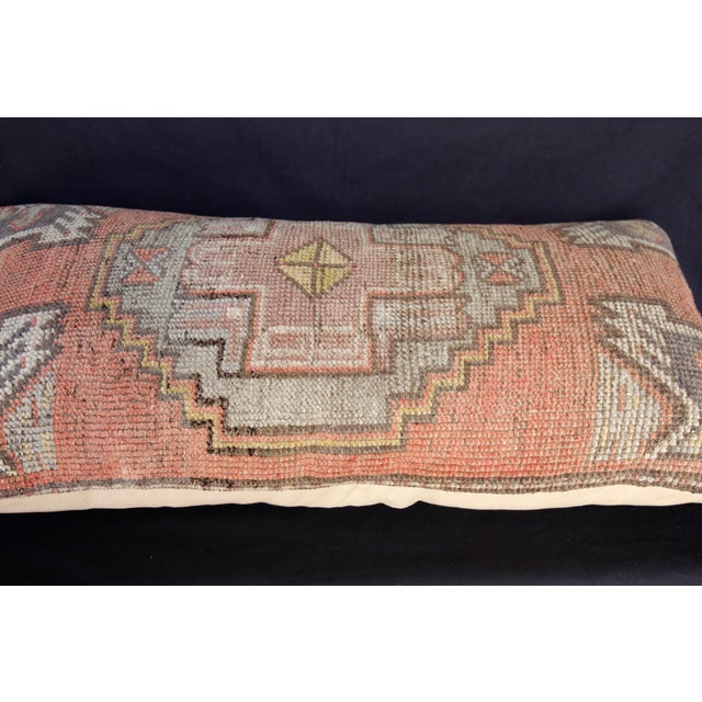 Art Deco Handmade Tribal Soft Tones Rug Pillow Cover -17'' X 32'' For Sale - Image 3 of 14