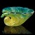 Mid-Century Modern Vintage Murano Barovier Toso Blue Rim Gold Flecks Ribbed Surface Italian Art Glass Seashell Sculptural Bowl For Sale - Image 3 of 10