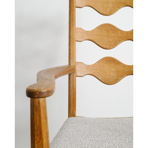 Sculptural Wooden Razorblade Dining Armchairs in Oak by Henning Kjaernulf, 1960s, Set of 2 For Sale - Image 8 of 11