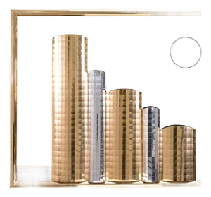 1980s Gold and Silver Acrylic Cityscape Skyline Glass Mirror Wall Sculpture