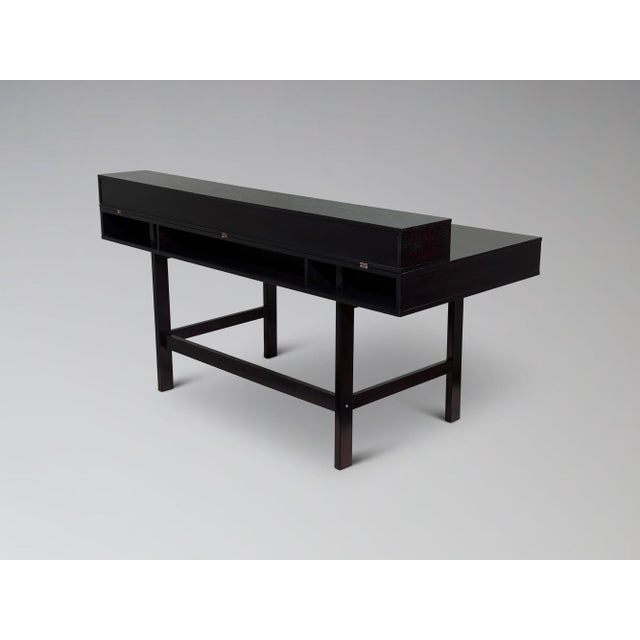 Refinished Ebonized Teak Flip Top Executive Desk Attr. Jens Quistgaard for Peter Løvig Nielsen For Sale - Image 10 of 17