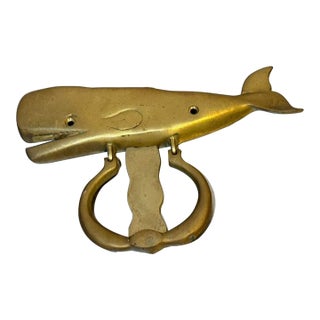 Large Brass Whale Door Knocker For Sale