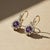 Art Nouveau Amethyst Flower and Leaf Drop Earrings, Silver, Gold, Pair For Sale - Image 4 of 10