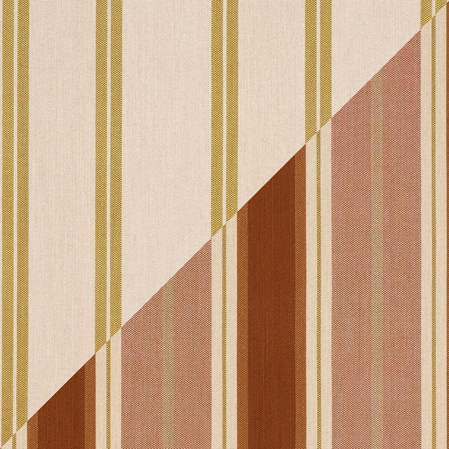 Schumacher Double Face Stripes Fabric In Terracotta Lime For Sale