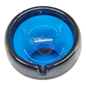 Vintage Mid Century Modern Viking Cobalt Blue Glass Orb Ashtray