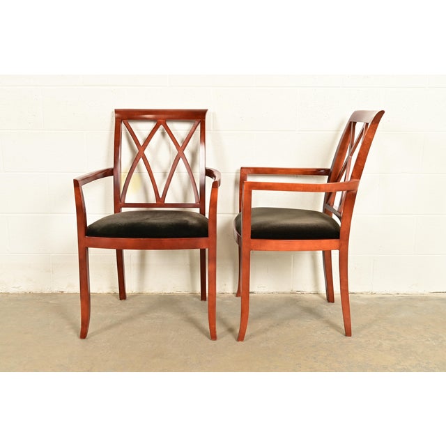 Bernhardt Regency Carved Mahogany Armchairs | Pair For Sale - Image 12 of 16