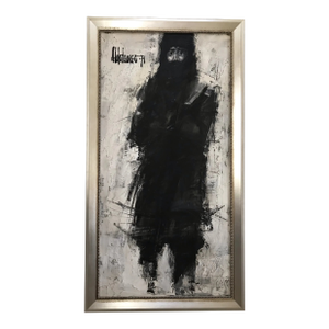 Aldo Luongo Man in Black 1971 Original Oil Painting on Canvas, Framed