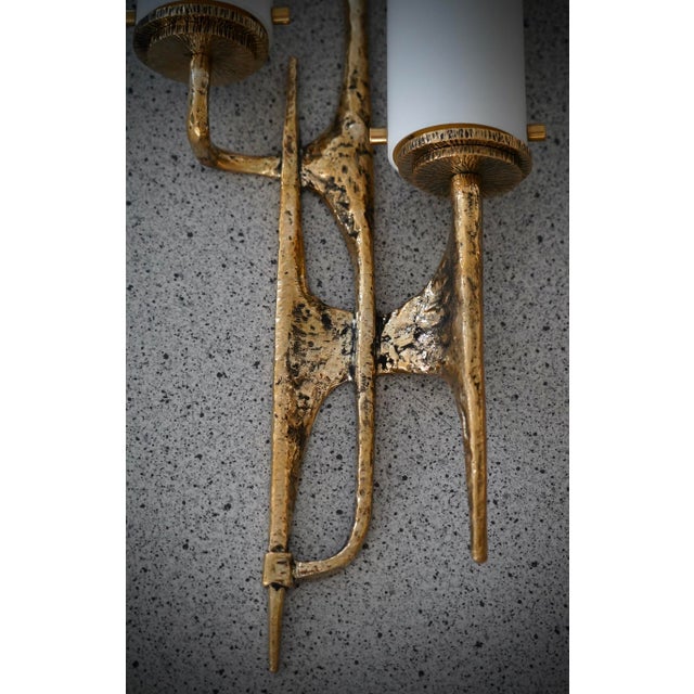 Murano Art Glass and Brass White Color Wall Light and Sconces, 2000 For Sale - Image 4 of 9