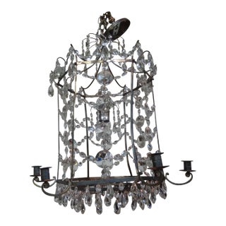 French Maison Baguès Bronze and Crystal Pagoda Chandelier For Sale