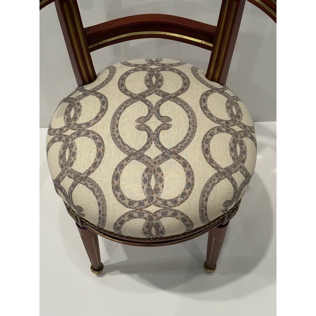 Rare Empire Mahogany and Brass Inlaid Chair For Sale In Philadelphia - Image 6 of 11