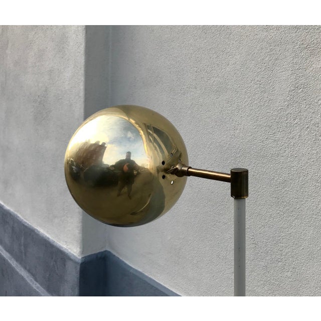 Scandinavian Modern Floor Lamp with Brass Shade, 1970s For Sale - Image 4 of 9