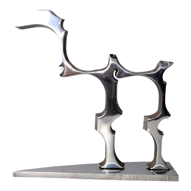 Abstract Stainless Steel Dinosaur Sculpture For Sale