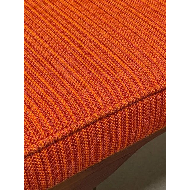 Long Bench in Stained Wood and Fabric, 1960s For Sale - Image 14 of 15