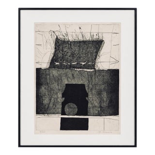 Mid-Century Black & White Geometric Abstract Painting, by Artist Scunio, 31.25” H X 24.25” W For Sale