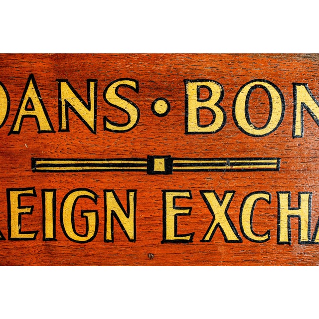 Hand Painted Antique Loans Bonds Foreign Exchange Desk Sign Bank Finance For Sale In New York - Image 6 of 14