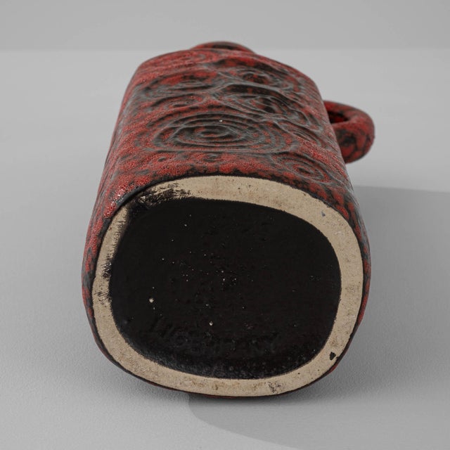 1960s German "W. Germany" Ceramic Vase Red For Sale - Image 14 of 18