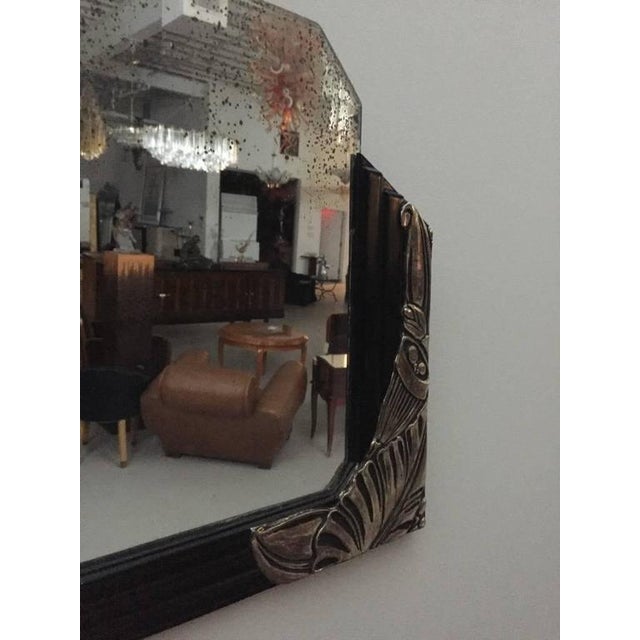 French Art Deco Black Lacquer and White Gold Mirrors - a Pair For Sale - Image 9 of 9
