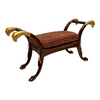 French Empire Style Gilt Eagle and Mahogany Bench Attributed to Maitland-Smith For Sale