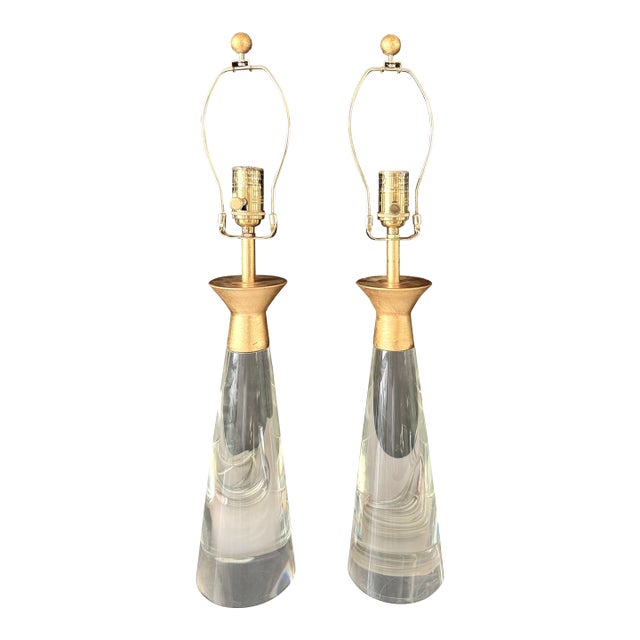 1980s Regina Andrew Starling Crystal Table Lamps Pair For Sale